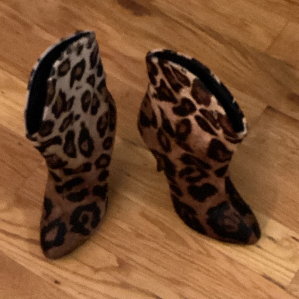 Giuseppe Zanotti Women Brown Ankle Boots Fur Leopard Print Heels Booties - Picture 4 of 13